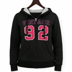 Free Spirit Vintage Black Pink Barbie Athliesure Cozycore Hoodie Size L